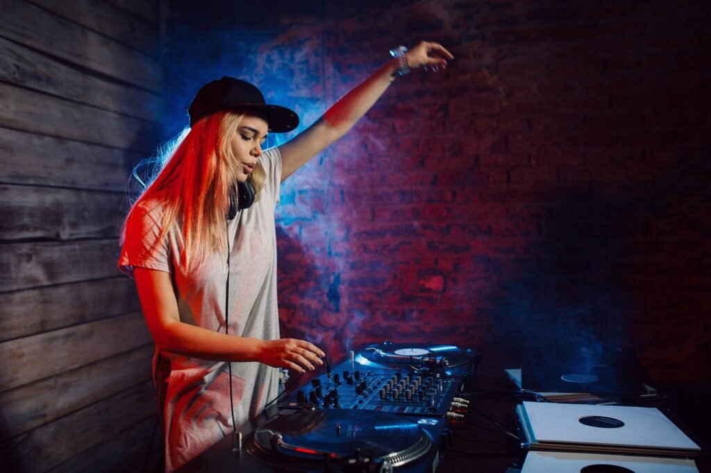 woman, dj, night club