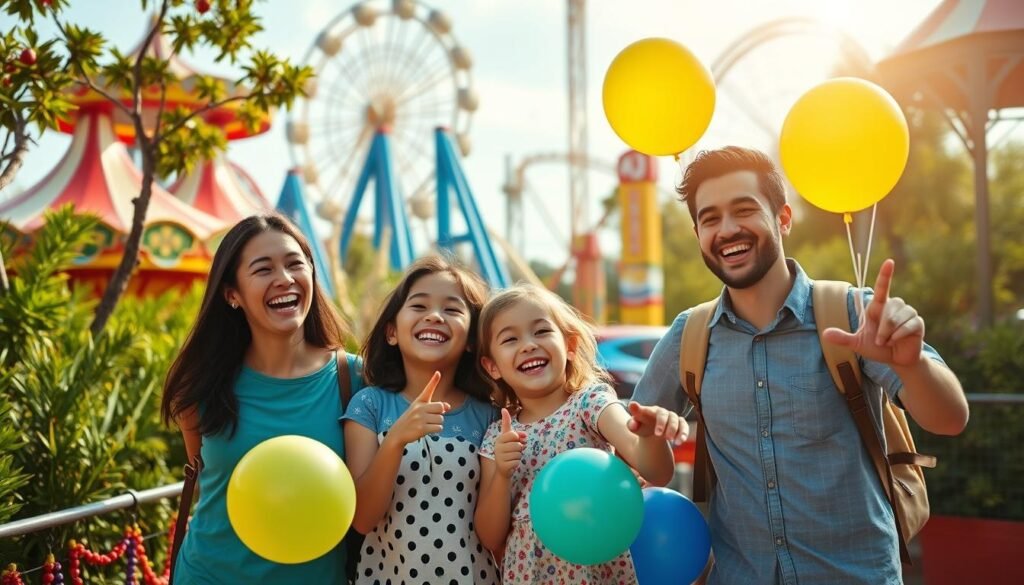 Family at a theme park